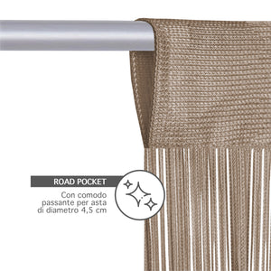 Tenda A Fili Stringhe Anti Mosche Insetti Divisorio Con Asola Per inserimento Di Bastoni Zanzariera Adattabile Con Forbici Porta Finestra Elegante - Tortora - 140x290 cm