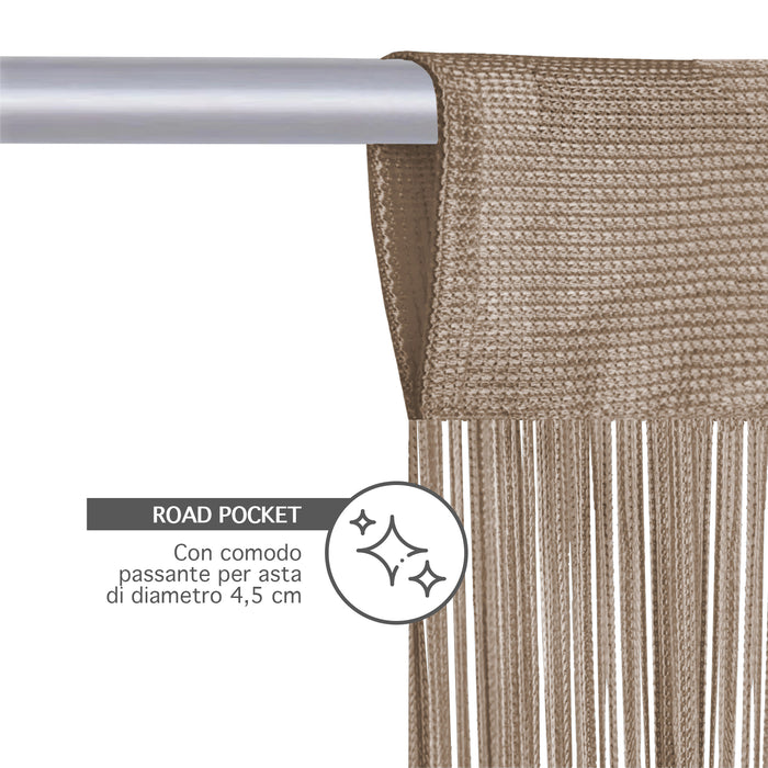 Tenda A Fili Stringhe Anti Mosche Insetti Divisorio Con Asola Per inserimento Di Bastoni Zanzariera Adattabile Con Forbici Porta Finestra Elegante - Tortora - 140x290 cm