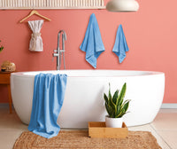 Set 3 Pezzi Asciugamani In Bambù Bagno Salvietta Viso Telo Doccia Asciugamano Pregiati Super Assorbenti  Salviette Teli Asciugamano Ospite 450 Gr Bamboo  - BambuAzzurro