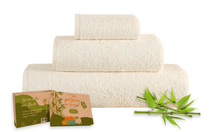 Set 3 Pezzi Asciugamani In Bambù Bagno Salvietta Viso Telo Doccia Asciugamano Pregiati Super Assorbenti  Salviette Teli Asciugamano Ospite 450 Gr Bamboo - BambuCrema