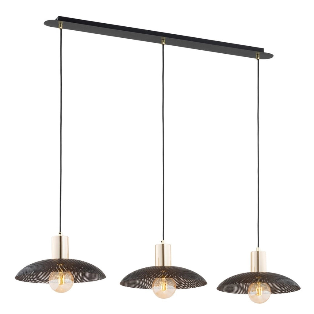 Lampada a sospensione SPIRIT a tre luci in acciaio nero opaco