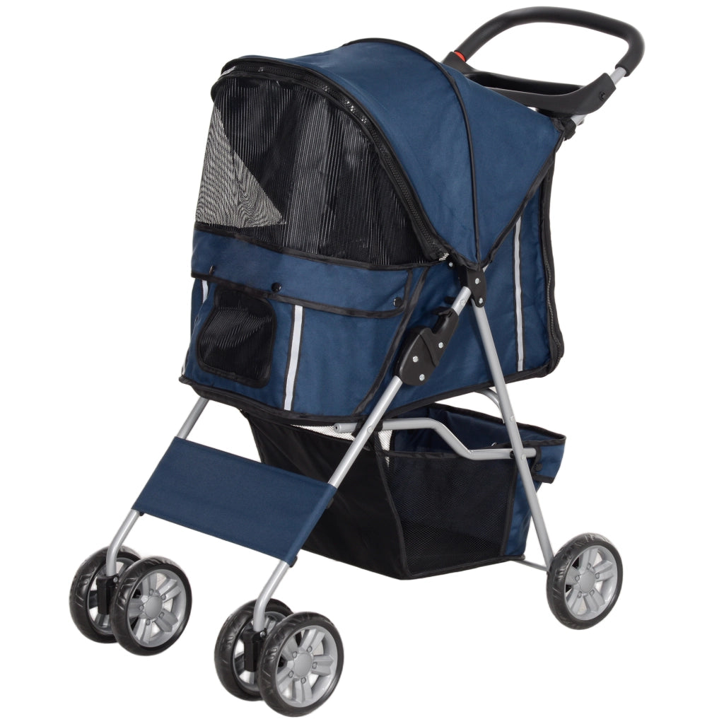 Passeggino per Cani Pieghevole ¨C zephmum ¨C Blu Scuro 75x45x97cm