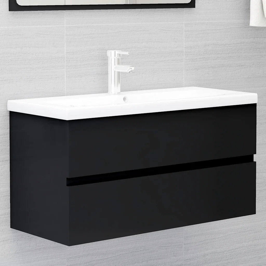 Mobile Lavabo | Armadio Lavabo Nero 90x38,5x45 cm in Legno Multistrato