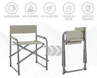 Sedia Sgabello Regista Poltrona Pieghevole In Alluminio Trasportabile Lavabile Leggera Lavabile- GrigioChiaro