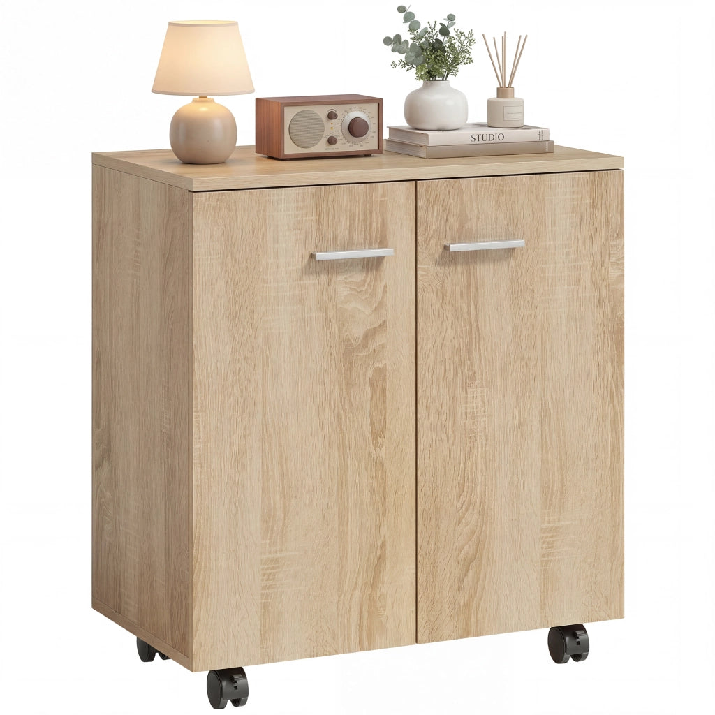 Armadio scorrevole con ante e ripiani ¨C zephmum ¨C 60x35x65 cm Natural