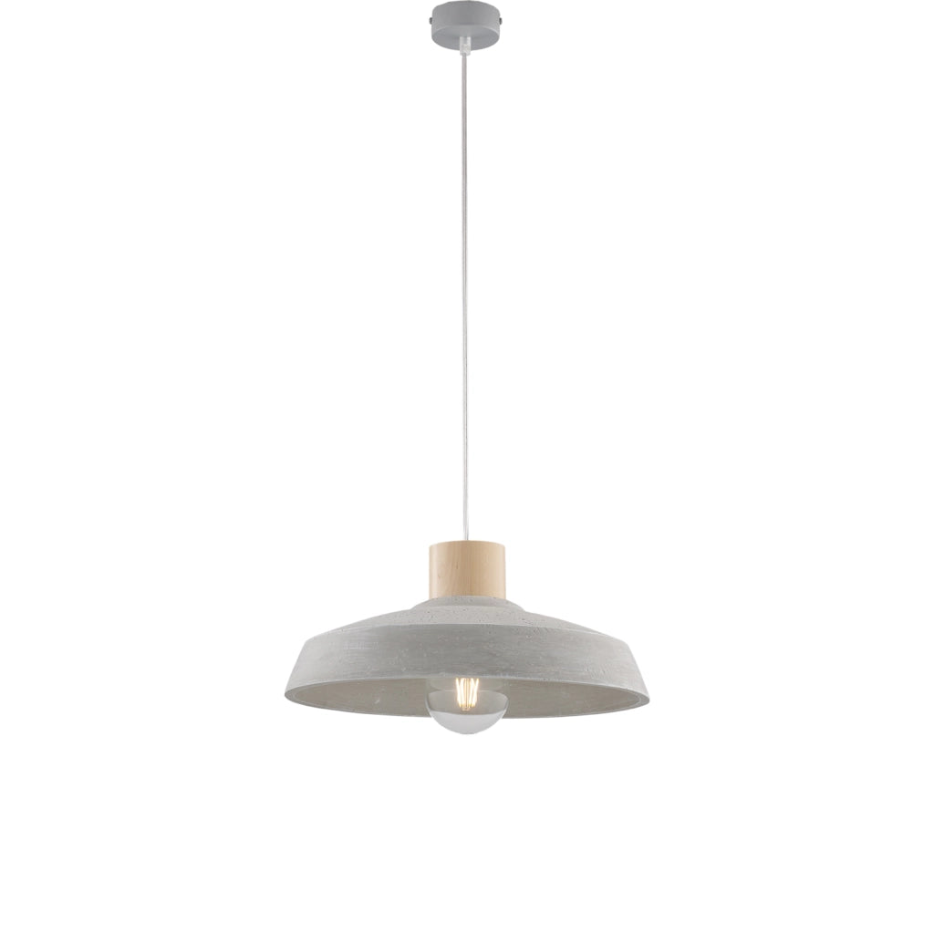 Sospensione 1 Luce Portland In Ferro E Diffusore Cemento Diam 40