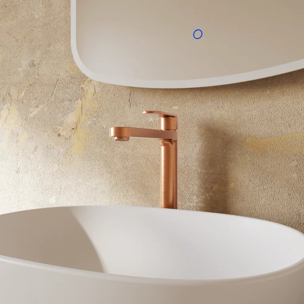 Set miscelatori lavabo alto bidet miscelatore doccia monocomando rame spazzolato | Margot