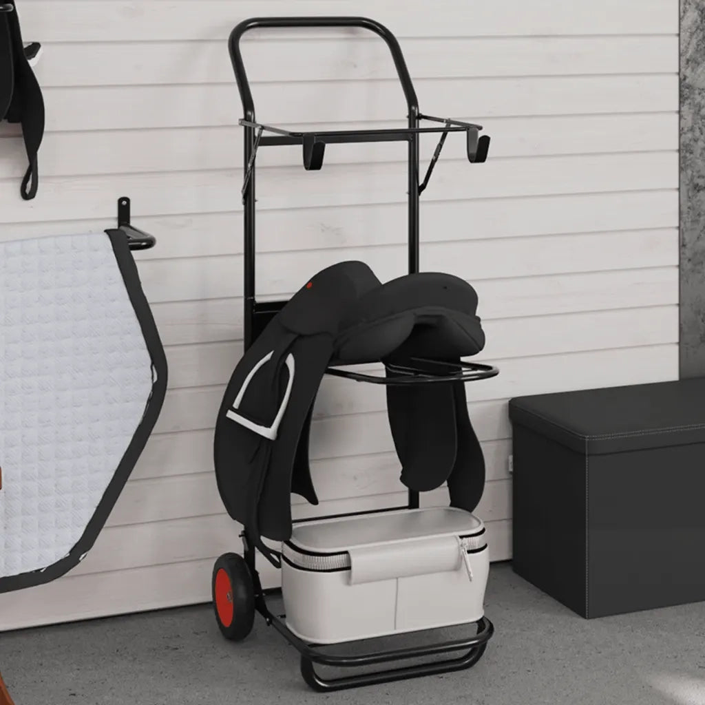 Carrello da Sella Pieghevole Nero in Acciaio 172502