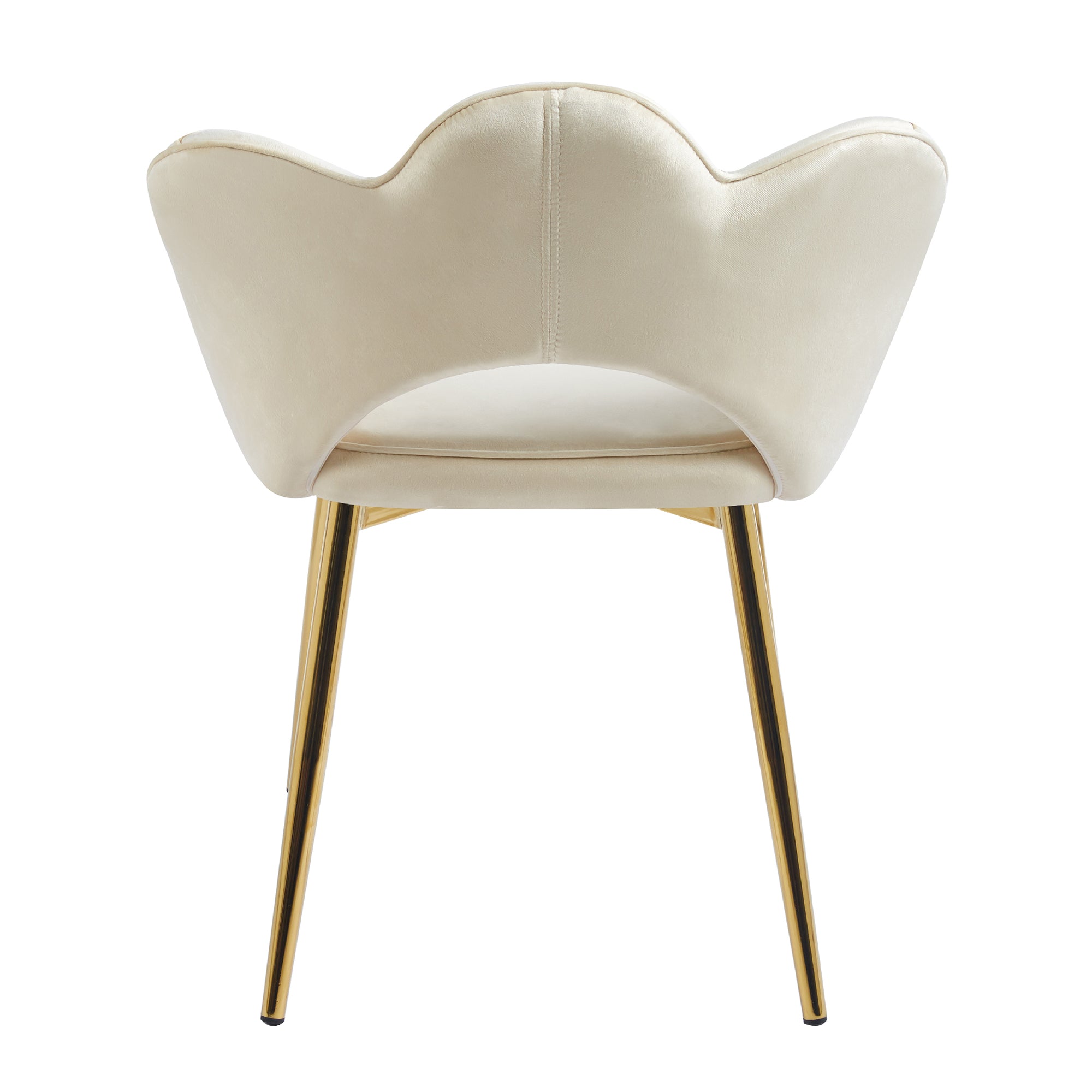 Poltrona Camera da Letto in Velluto Design Moderno, Sedia Conchiglia con Gambe in Metallo Placcato Oro Poltroncina da Salotto e Cucina con Seduta Morbida Imbottita Modello Fiorella - Beige