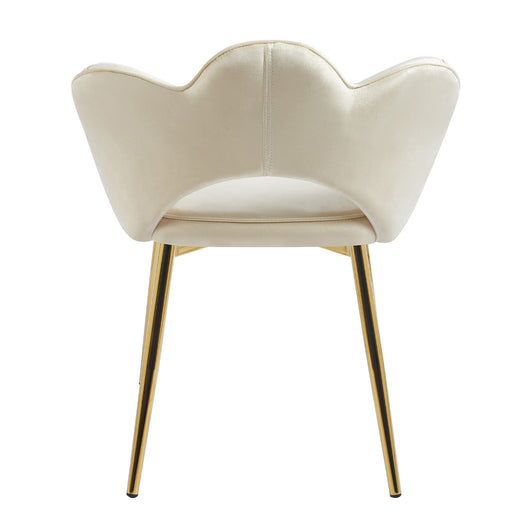 Poltrona Camera da Letto in Velluto Design Moderno, Sedia Conchiglia con Gambe in Metallo Placcato Oro Poltroncina da Salotto e Cucina con Seduta Morbida Imbottita Modello Fiorella - Beige