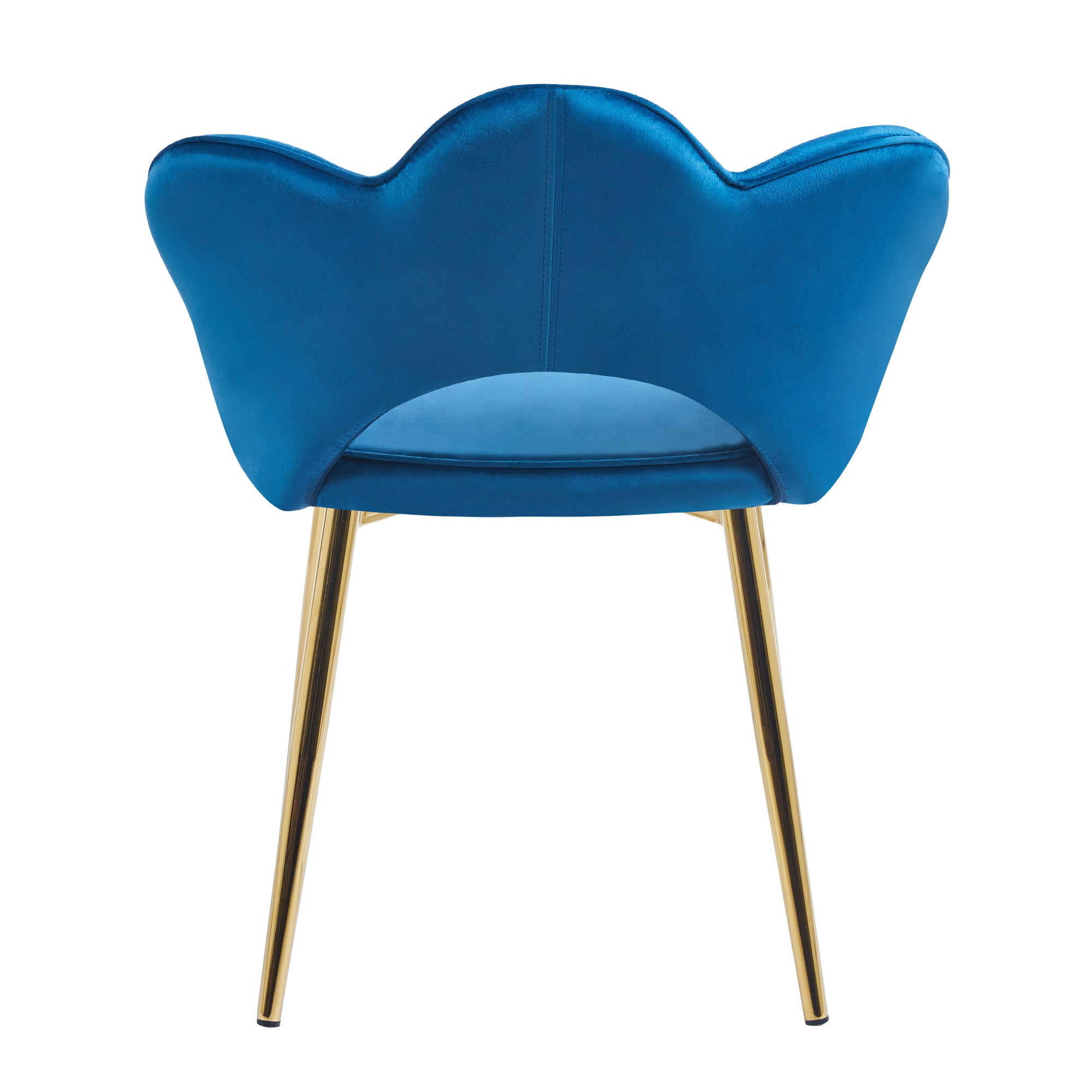 Poltrona Camera da Letto in Velluto Design Moderno, Sedia Conchiglia con Gambe in Metallo Placcato Oro Poltroncina da Salotto e Cucina con Seduta Morbida Imbottita Modello Fiorella - Blu