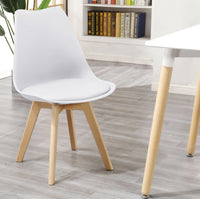 Set 4 Sedie Sala Da Pranzo Ufficio Con Gambe In Legno Di Faggio Schienale Ergonomico Seduta Imbottita In SimilPelle Sedia Cucina Soggiorno Sala Attesa Eleganti Moderne Robuste Solide - Bianco