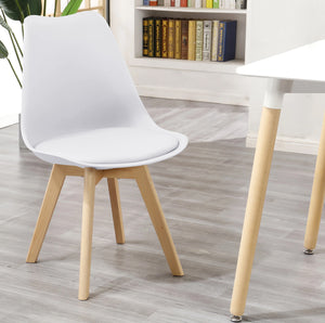 Set 4 Sedie Sala Da Pranzo Ufficio Con Gambe In Legno Di Faggio Schienale Ergonomico Seduta Imbottita In SimilPelle Sedia Cucina Soggiorno Sala Attesa Eleganti Moderne Robuste Solide - Bianco