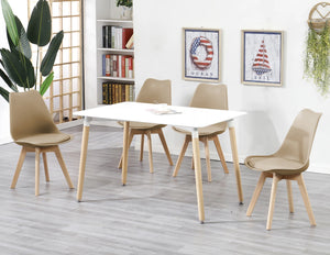 Set 4 Sedie Sala Da Pranzo Ufficio Con Gambe In Legno Di Faggio Schienale Ergonomico Seduta Imbottita In SimilPelle Sedia Cucina Soggiorno Sala Attesa Eleganti Moderne Robuste Solide - Tortora