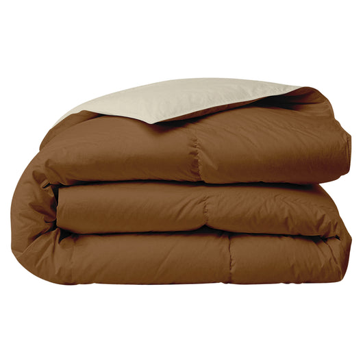 Piumino Letto invernale in Piuma d'Oca 90/10 Double Face 350 Gr/Mq Coperta Inverno Piumone Caldo Trapuntato Trapunta - Piazza e mezza - PannaMarrone