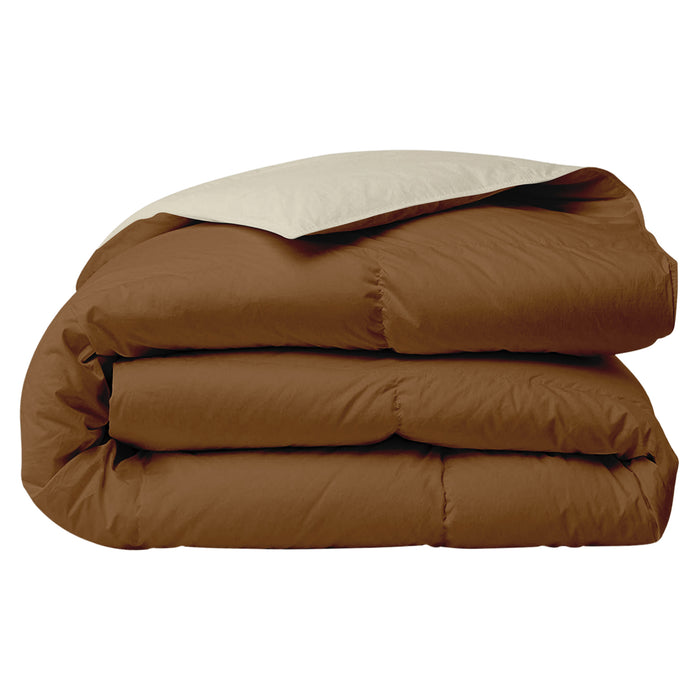 Piumino Letto invernale in Piuma d'Oca 90/10 Double Face 350 Gr/Mq Coperta Inverno Piumone Caldo Trapuntato Trapunta - Matrimoniale - PannaMarrone