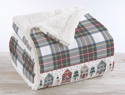 Coperta Plaid Pile Sherpa Invernale, Morbida Calda Coperta Pelosa  Doppio Lato Copertina Divano - Plaid-125x155cm - Dis1-TreninoScozzese