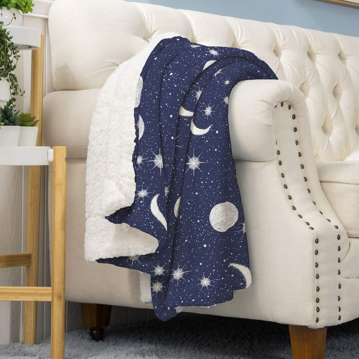 Coperta Plaid Pile Sherpa Invernale, Morbida Calda Coperta Pelosa  Doppio Lato Copertina Divano - Plaid-125x155cm - Dis9-LuneComete