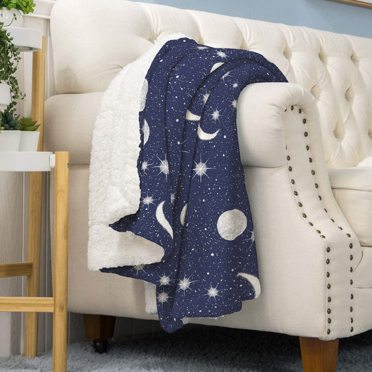 Coperta Plaid Pile Sherpa Invernale, Morbida Calda Coperta Pelosa  Doppio Lato Copertina Divano - Singola-150x190cm - Dis9-LuneComete