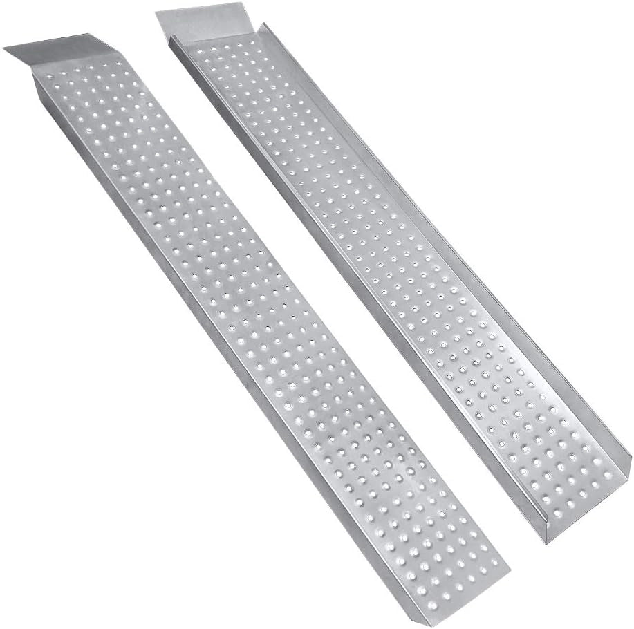 2 rampe di carico per auto, portata: 400 kg, in acciaio zincato, per moto, ATV, rimorchi, auto, argento, 160 cm
