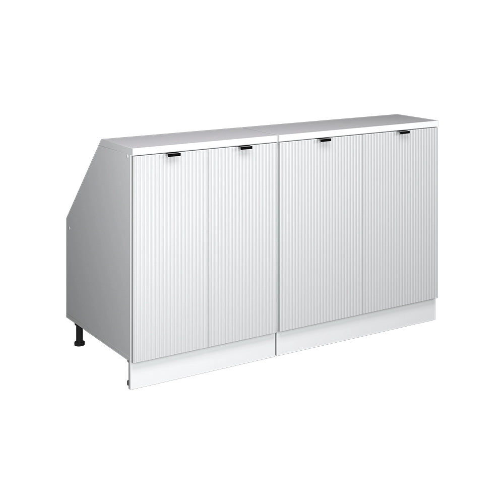 Mobile cucina sottotetto R-Line Ondulazione bianca/Bianco 140 cm Set di 2 carcasse armadio profondità 60 cm Vicco