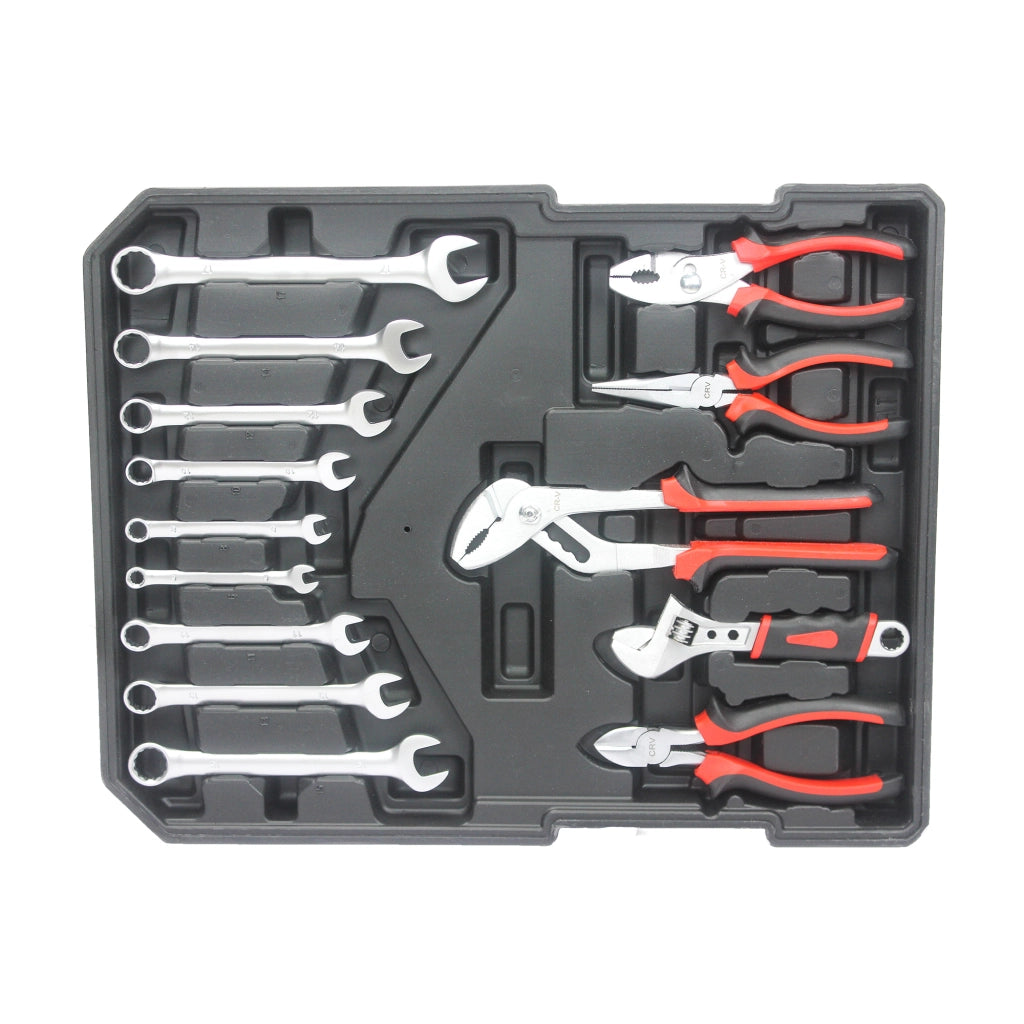 CASSETTA UTENSILI con carrello, 4 cassetti, 36,5x20x51 cm, argento