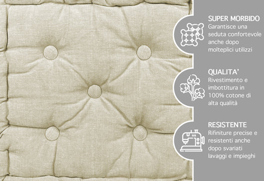 6 Pezzi Cuscini Sedia Quadrati Alti Mattonella Trapuntati 40x40 Cm Altezza 6 Cm Cuscino Spesso Cucina Interno Esterno Coprisedia Cuscino Da Pavimento Con Maniglia  Beige Melange