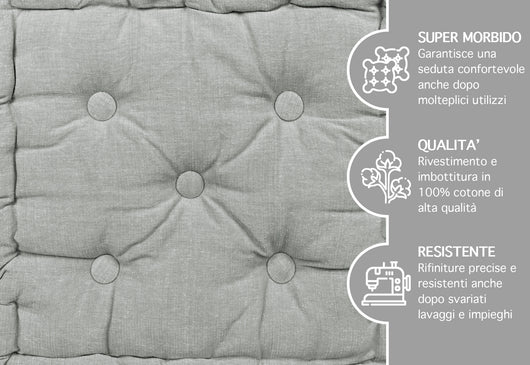 6 Pezzi Cuscini Sedia Quadrati Alti Mattonella Trapuntati 40x40 Cm Altezza 6 Cm Cuscino Spesso Cucina Interno Esterno Coprisedia Cuscino Da Pavimento Con Maniglia  Grigio Melange