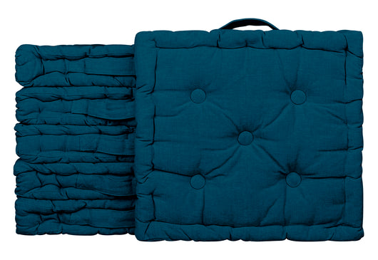 6 Pezzi Cuscini Sedia Quadrati Alti Mattonella Trapuntati 40x40 Cm Altezza 6 Cm Cuscino Spesso Cucina Interno Esterno Coprisedia Cuscino Da Pavimento Con Maniglia  Petrolio