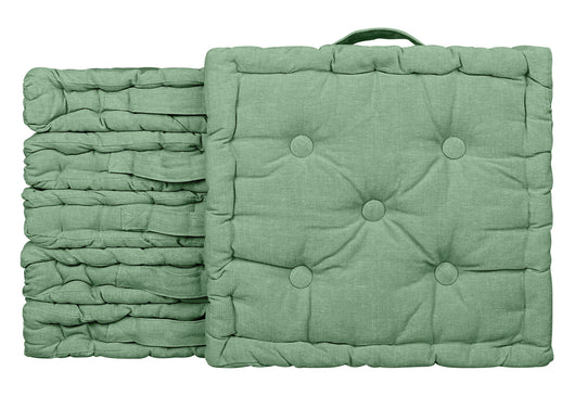 6 Pezzi Cuscini Sedia Quadrati Alti Mattonella Trapuntati 40x40 Cm Altezza 6 Cm Cuscino Spesso Cucina Interno Esterno Coprisedia Cuscino Da Pavimento Con Maniglia  Salvia