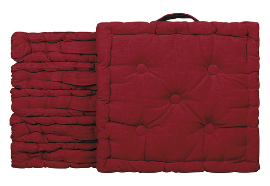 6 Pezzi Cuscini Sedia Quadrati Alti Mattonella Trapuntati 40x40 Cm Altezza 6 Cm Cuscino Spesso Cucina Interno Esterno Coprisedia Cuscino Da Pavimento Con Maniglia  Bordeaux