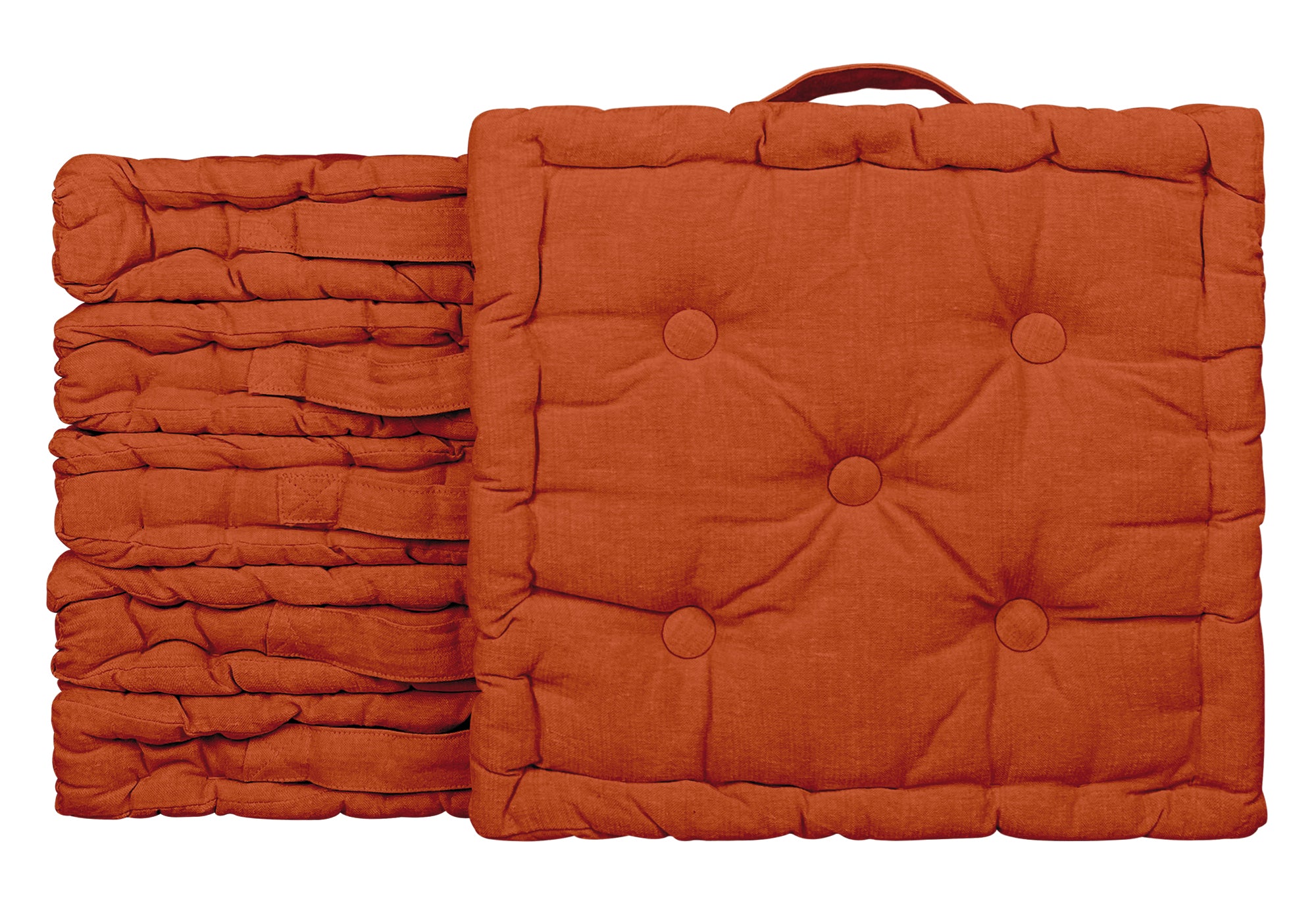 6 Pezzi Cuscini Sedia Quadrati Alti Mattonella Trapuntati 40x40 Cm Altezza 6 Cm Cuscino Spesso Cucina Interno Esterno Coprisedia Cuscino Da Pavimento Con Maniglia  Rust