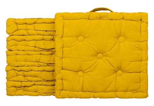 6 Pezzi Cuscini Sedia Quadrati Alti Mattonella Trapuntati 40x40 Cm Altezza 6 Cm Cuscino Spesso Cucina Interno Esterno Coprisedia Cuscino Da Pavimento Con Maniglia  Senape