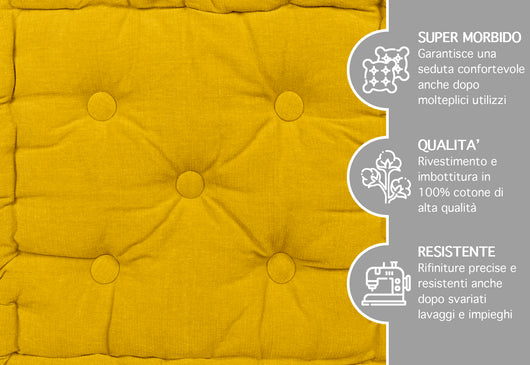 6 Pezzi Cuscini Sedia Quadrati Alti Mattonella Trapuntati 40x40 Cm Altezza 6 Cm Cuscino Spesso Cucina Interno Esterno Coprisedia Cuscino Da Pavimento Con Maniglia  Senape