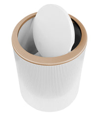 Set Completo Accessori Bagno 5 Pezzi Design Moderno In Plastica Incluso Cestino Pattumiera,Dispenser Sapone Portascopino Con Scopino Incluso ,PortaSaponetta,Porta Spazzolini - Bianco