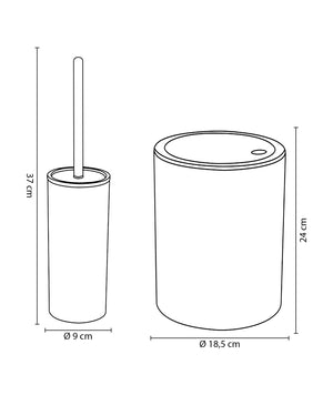 Set Completo Accessori Bagno 5 Pezzi Design Moderno In Plastica Incluso Cestino Pattumiera,Dispenser Sapone Portascopino Con Scopino Incluso ,PortaSaponetta,Porta Spazzolini - Grigio