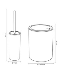 Set Completo Accessori Bagno 5 Pezzi Design Moderno In Plastica Incluso Cestino Pattumiera,Dispenser Sapone Portascopino Con Scopino Incluso ,PortaSaponetta,Porta Spazzolini - Nero