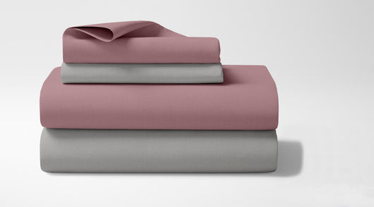 Completo Lenzuola Invernali Felpate In Calda Flanella Bicolore Set Biancheria Da Letto Anti Pilling Lenzuolo Sopra,Sotto Con Angoli Elasticizzati E Federe Prodotto Certificato Rosa-grigio - Matrimoniale