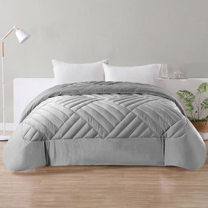 Trapunta Elegante Matrimoniale In Velluto Piumone Invernale Effetto Piuma 580 Gr/Mq Piumino Caldo Due Piazze Inverno Coperta Duck Friendly Grigio - Matrimoniale