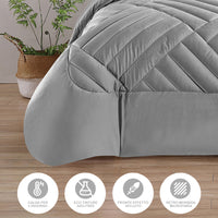 Trapunta Elegante Matrimoniale In Velluto Piumone Invernale Effetto Piuma 580 Gr/Mq Piumino Caldo Due Piazze Inverno Coperta Duck Friendly Grigio - Matrimoniale