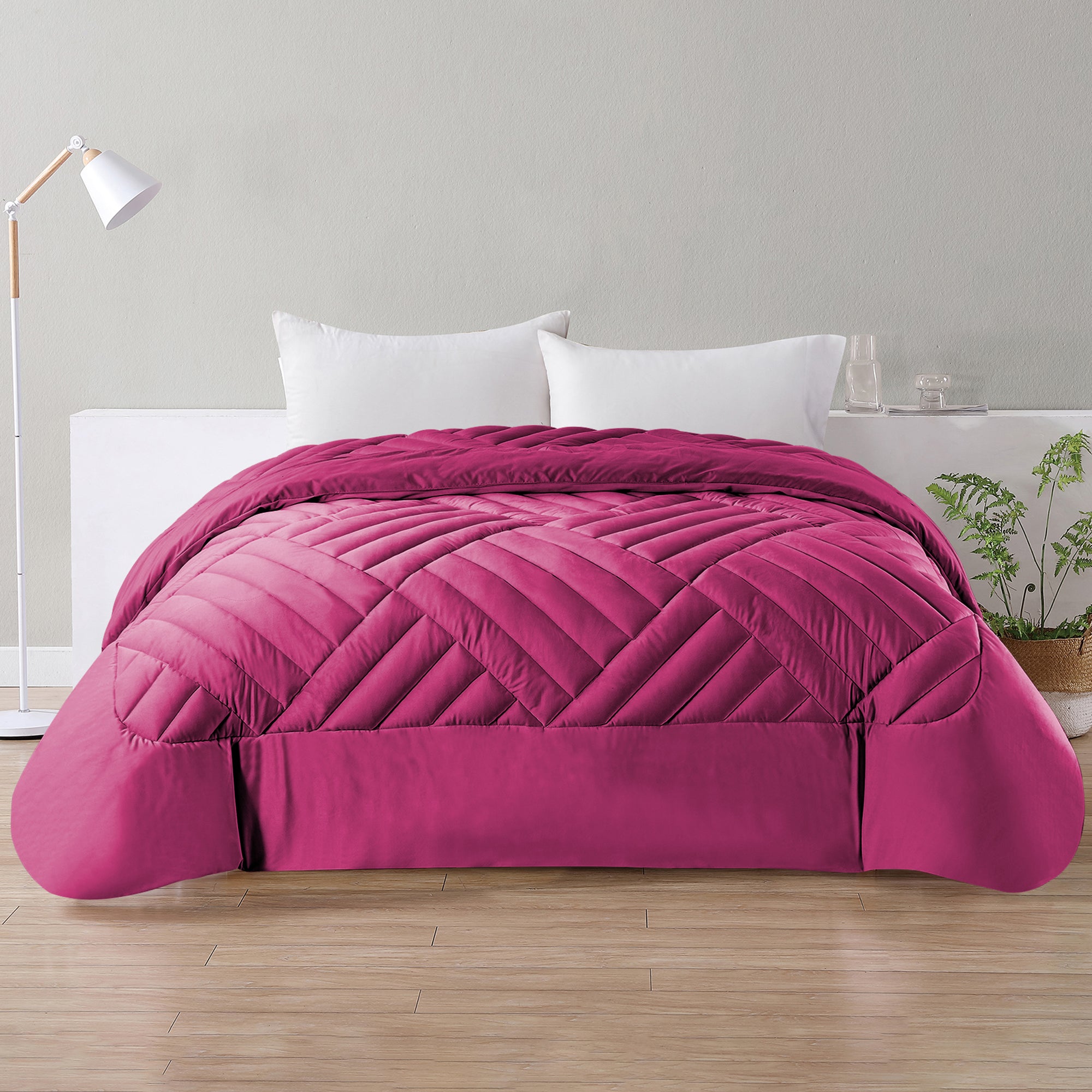 Trapunta Elegante Matrimoniale In Velluto Piumone Invernale Effetto Piuma 580 Gr/Mq Piumino Caldo Due Piazze Inverno Coperta Duck Friendly Rosa Barbi - Matrimoniale