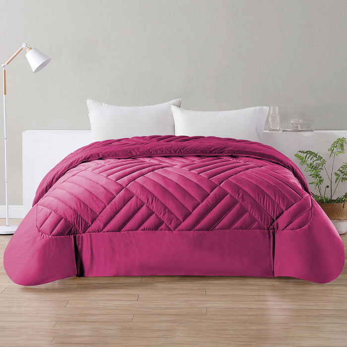 Trapunta Elegante Matrimoniale In Velluto Piumone Invernale Effetto Piuma 580 Gr/Mq Piumino Caldo Due Piazze Inverno Coperta Duck Friendly Rosa Barbi - Matrimoniale