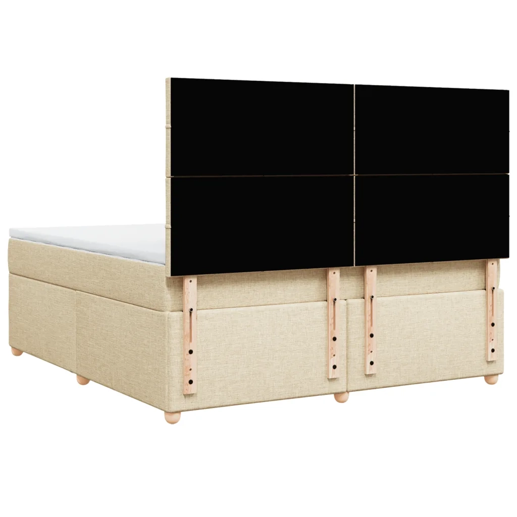 vidaXL Giroletto a Molle con Materasso Crema 180x200 cm in Tessuto