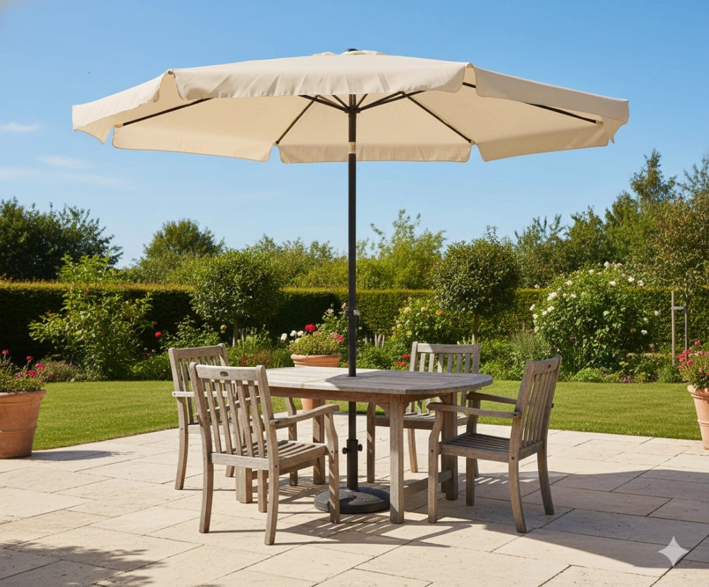 Ombrellone Rotondo da Giardino Ø3 m Palo Ø48 mm Struttura in Acciaio Esterno Écru