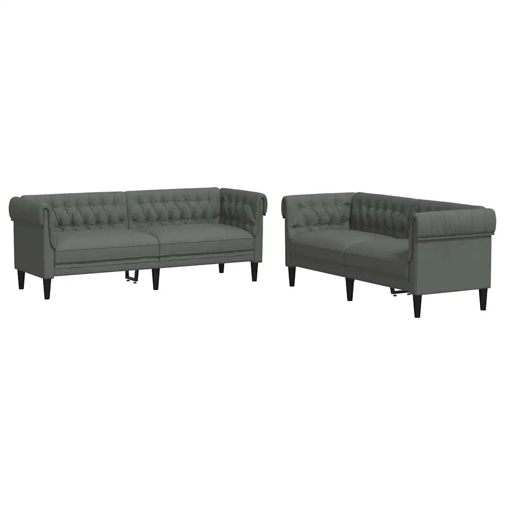 Set di divani 2 pcs Grigio scuro Tessuto