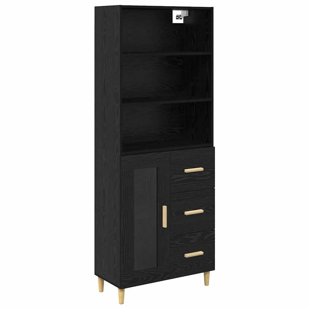 Credenza Rovere Nero 69,5 x 32,5 x 180 cm Legno multistrato