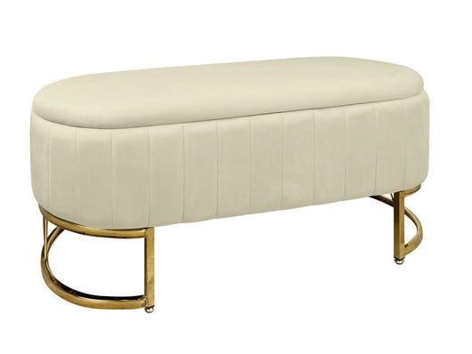 Panca Imbottita Divanetto In Velluto Contenitore Pouf PortaOggetti Panca Sgabello A Pie Di Letto Con Gambe In Metallo Dorato Cassapanca Ingresso Legno Massello Panchina  - Beige