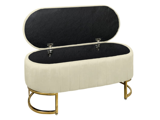 Panca Imbottita Divanetto In Velluto Contenitore Pouf PortaOggetti Panca Sgabello A Pie Di Letto Con Gambe In Metallo Dorato Cassapanca Ingresso Legno Massello Panchina  - Beige