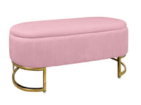 Panca Imbottita Divanetto In Velluto Contenitore Pouf PortaOggetti Panca Sgabello A Pie Di Letto Con Gambe In Metallo Dorato Cassapanca Ingresso Legno Massello Panchina  - Rosa