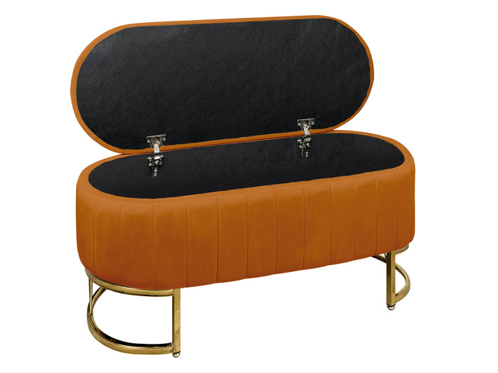 Panca Imbottita Divanetto In Velluto Contenitore Pouf PortaOggetti Panca Sgabello A Pie Di Letto Con Gambe In Metallo Dorato Cassapanca Ingresso Legno Massello Panchina  - Ruggine